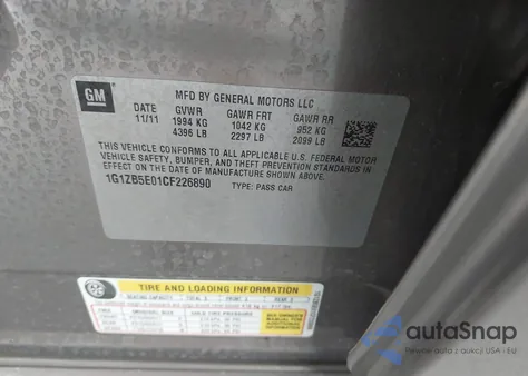 2012 Chevrolet Malibu Ls z USA, uszkodzony, nr VIN 1G1ZB5E01CF226890